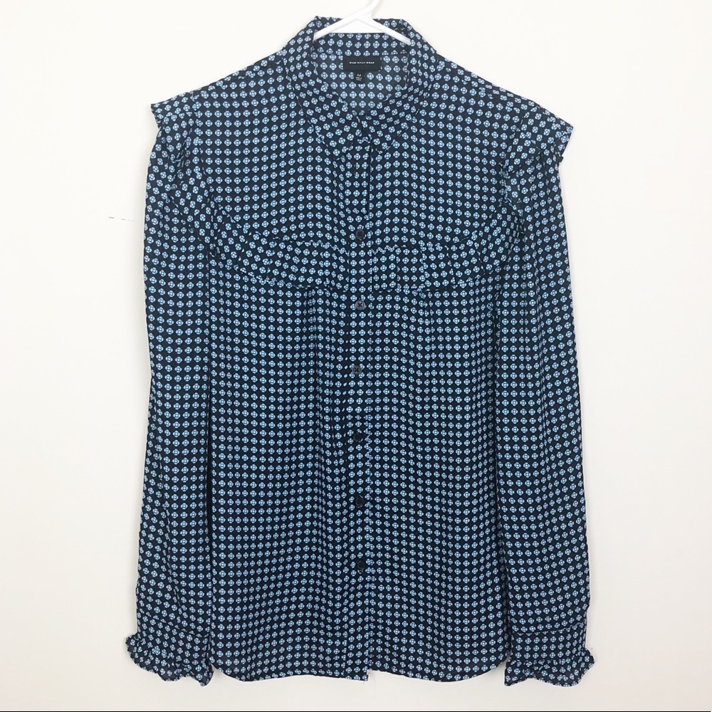 WHO WHAT WEAR Ruffle Chest Blouse